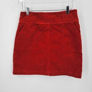 Sundance Corduroy Skirt Womens Medium Burnt Orange Red Pockets Side Zip Preppy